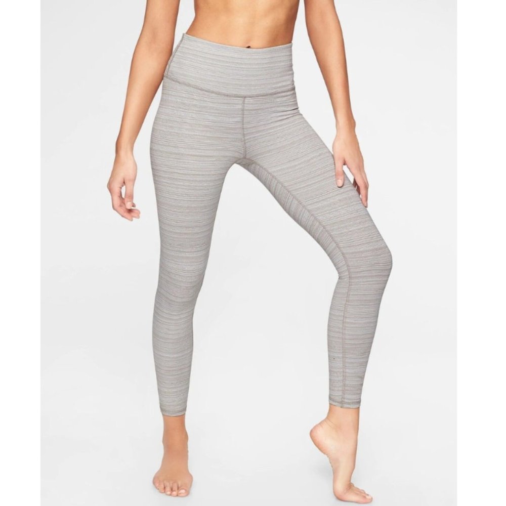 Athleta Legging High Rise Jacquard Chaturanga Tight Quail Womens Large Cream